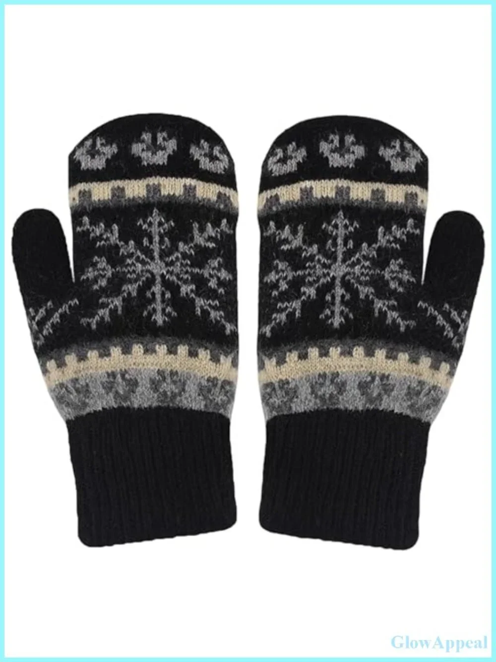 Winter Warm Knitted Mittens, Double Layer Fleece Lined Gloves for Snow